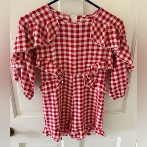 Joyfolie Mia Joy Red and White Checkered Romper (Shorts) Sz 12 kids